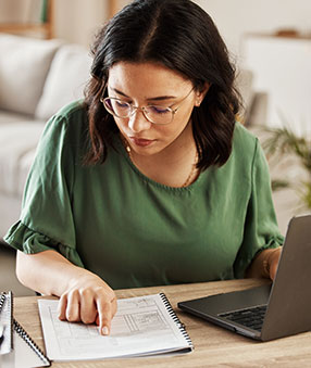 Woman working on budget